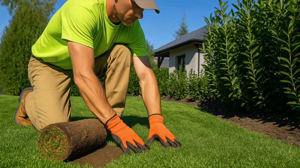 ogrodnik trójmiasto zakładanie trawy z rolki i nawadnianie ogrodów