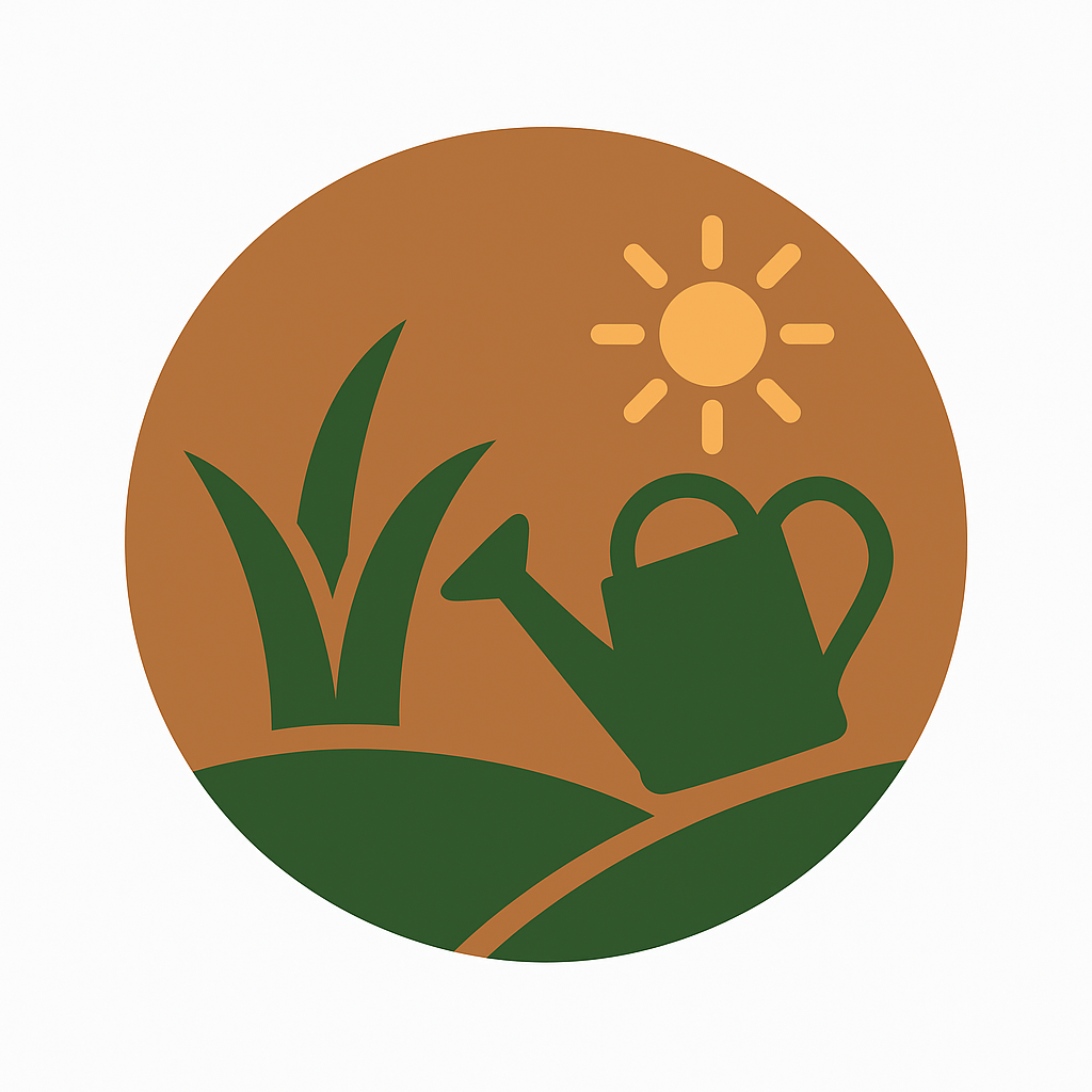 Ikona firmy Ogrodnik Pomorze – symbol ogrodu w zielono-brązowych barwach